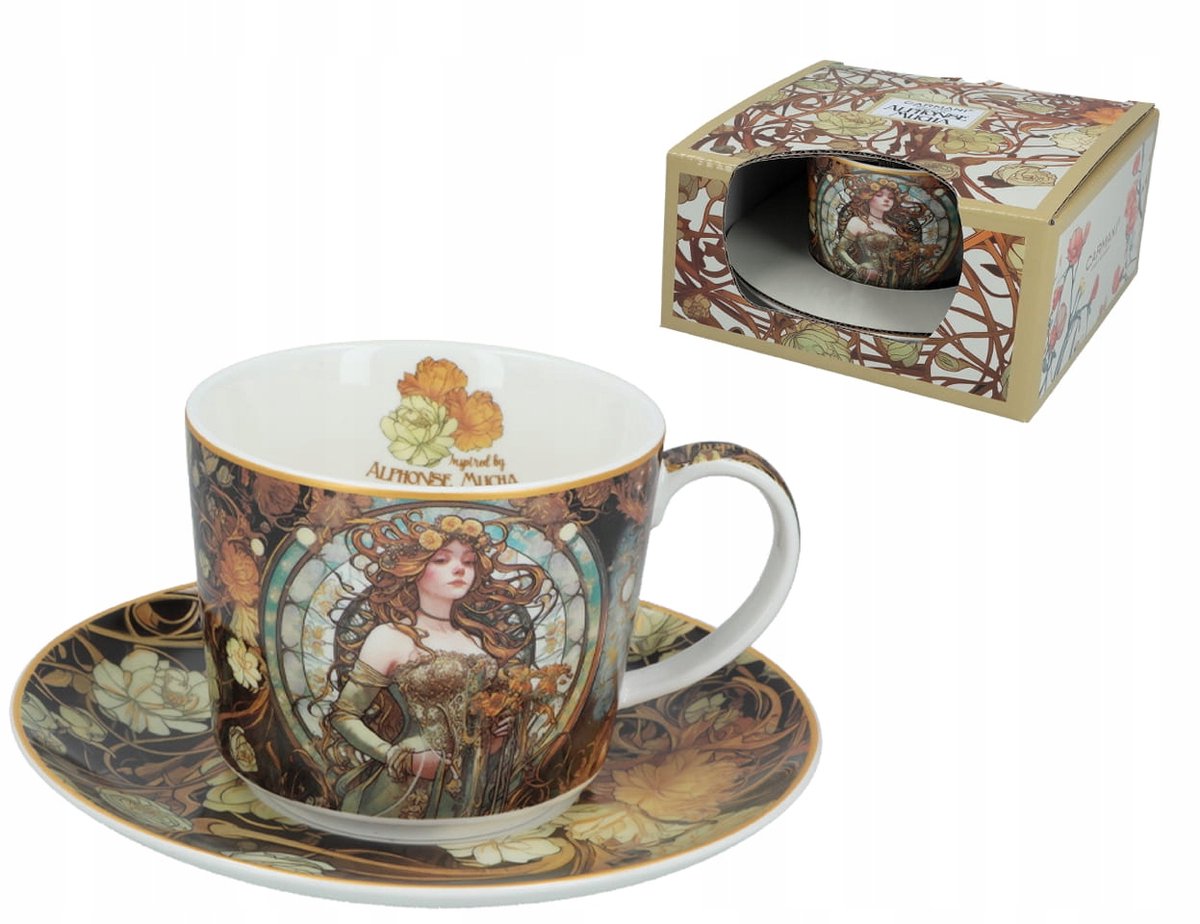 Mokkakopje met schotel 230ml - Alfons Mucha Art Nouveau