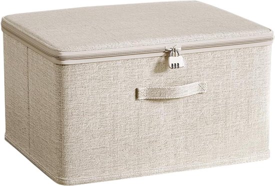Coffre verrouillable - boîte de rangement pour vêtements et speelgoed - tissu coton lin