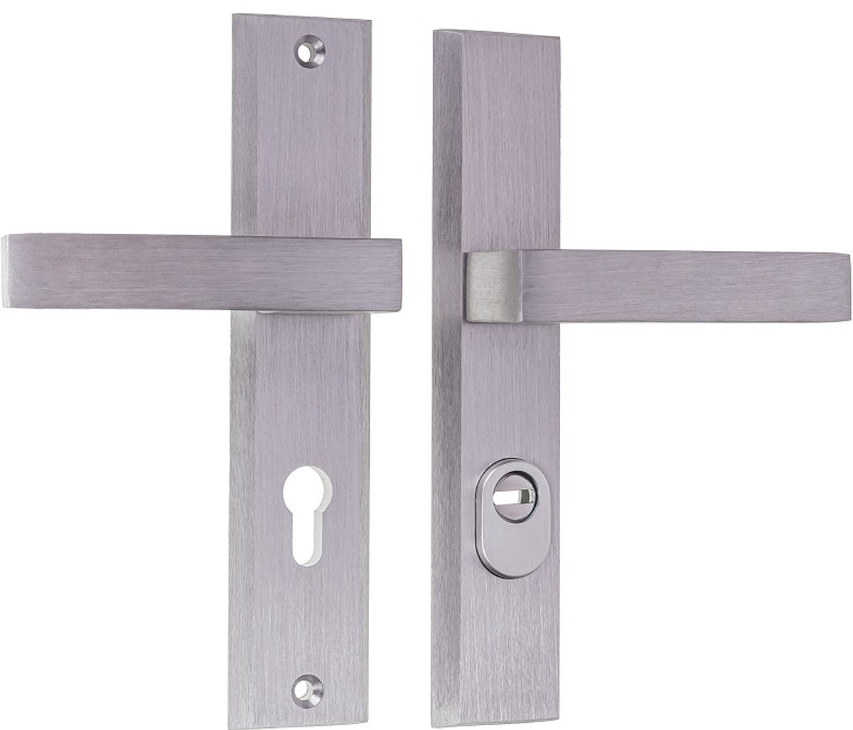 Shark Inox Buitendeurkruk met Cilinderbeveiliging 72mm