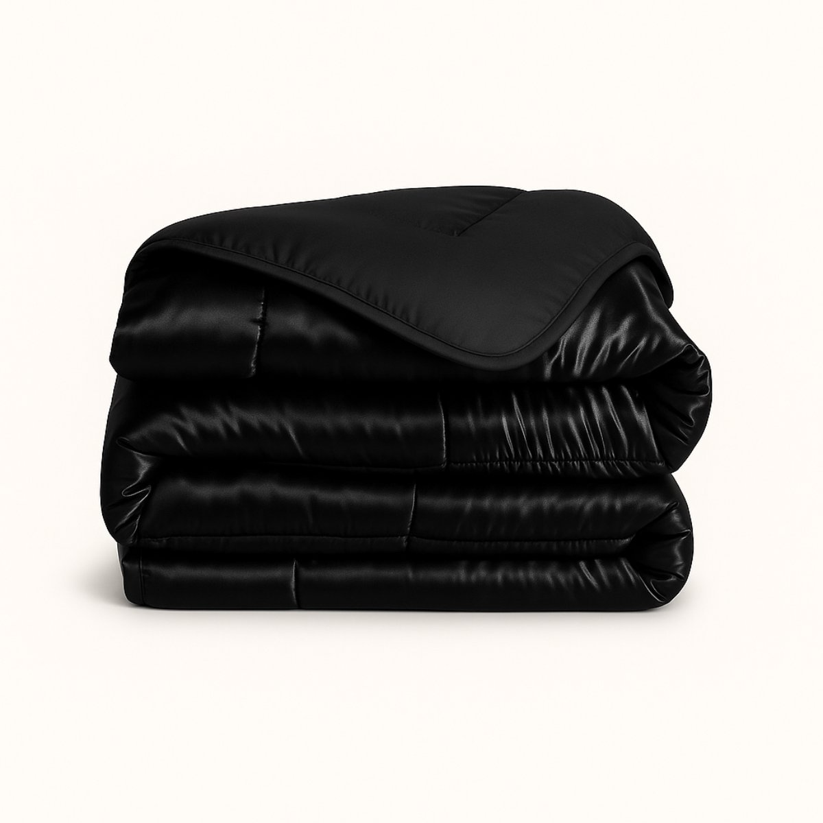 Easy dekbed en overtrek in 1 - Glans satijn - 250 gsm - Zwart - tweepersoons - 200x200 cm