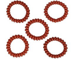 Haarsoires Haarelastieken Invisibobble - Basic - Telefoondraad - Bruin - Set van 5 - Spiraal Haar Elastieken - Haarvriendelijk