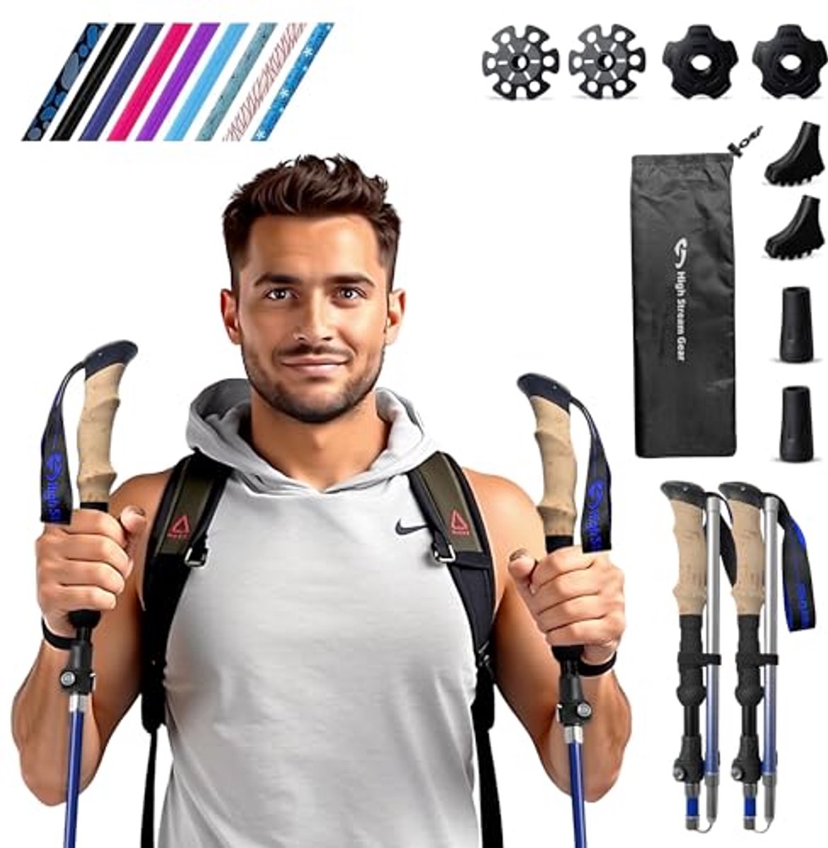 Opvouwbare Wandelstokken voor Dames - Lichtgewicht Trekkingstokken voor Sport en Reizen, Set van 2