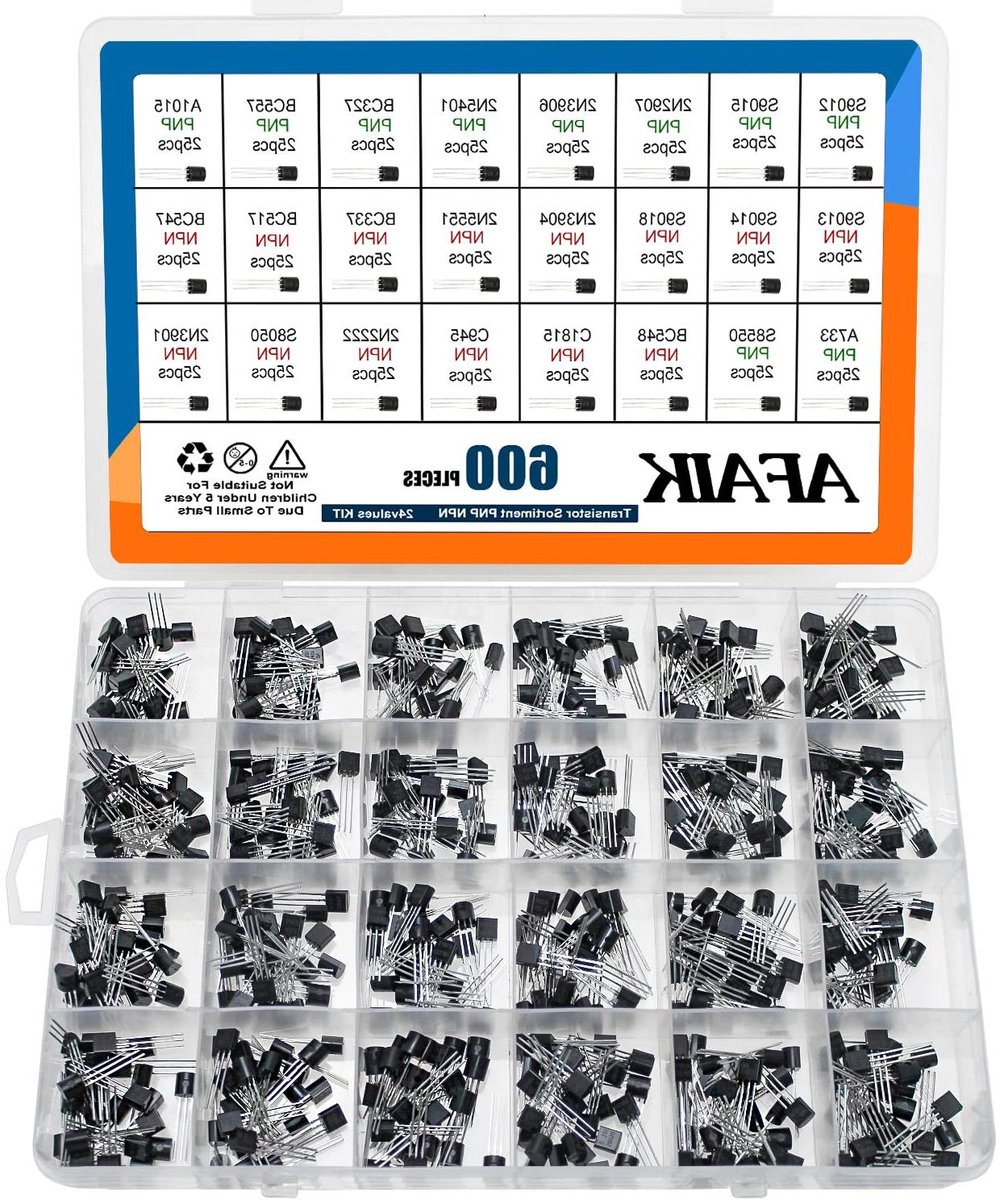 Assortiment Transistors PNP NPN | 24 waarden | 600 stuks | Set A1015 A733 C945 C1815 BC557 2N2907 2N3904 2N3906 2N5401 2N5551 S9012 S9013 S9014 S9015 S9018 BC327 BC337 N2222 S8050 S8550