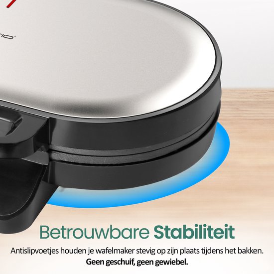 Emerio Wafelijzer 1200W - Hartvormige wafels - Regelbare thermostaat - Anti aanbaklaag - 14cm Diameter - Indicatielampje - Anti-slip voetjes - WM-123356 — afbeelding 4
