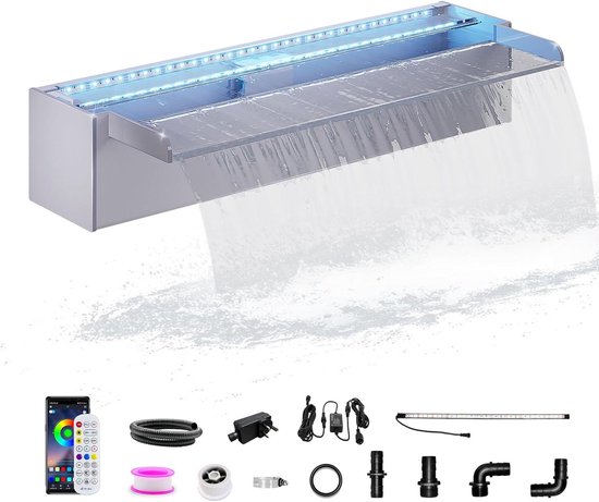 Spiro Tuinfontein LED 47x41x23,5 cm Pomp Natuursteenoptiek kopen