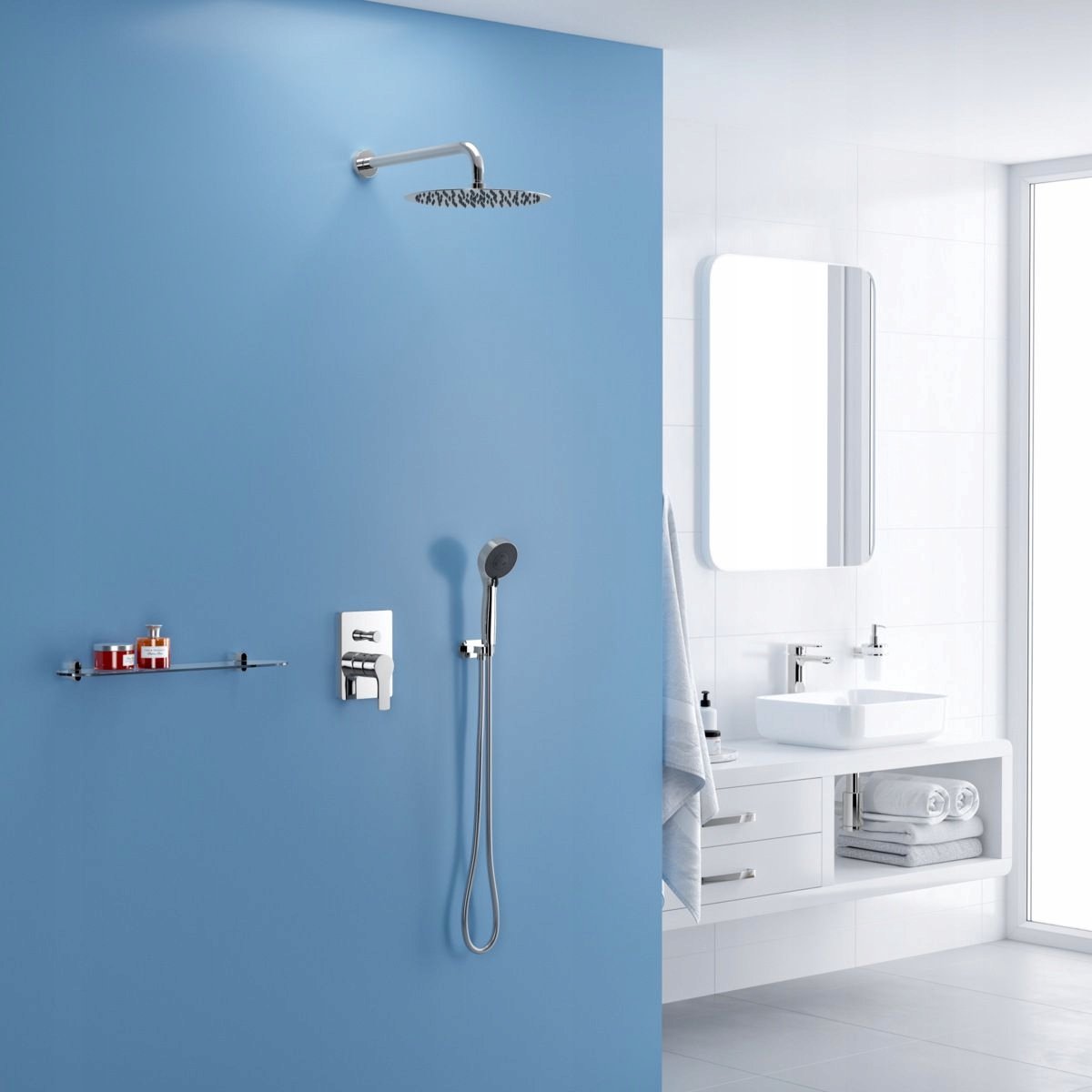 Douchearm 40 cm Chroom Messing - Wandmontage