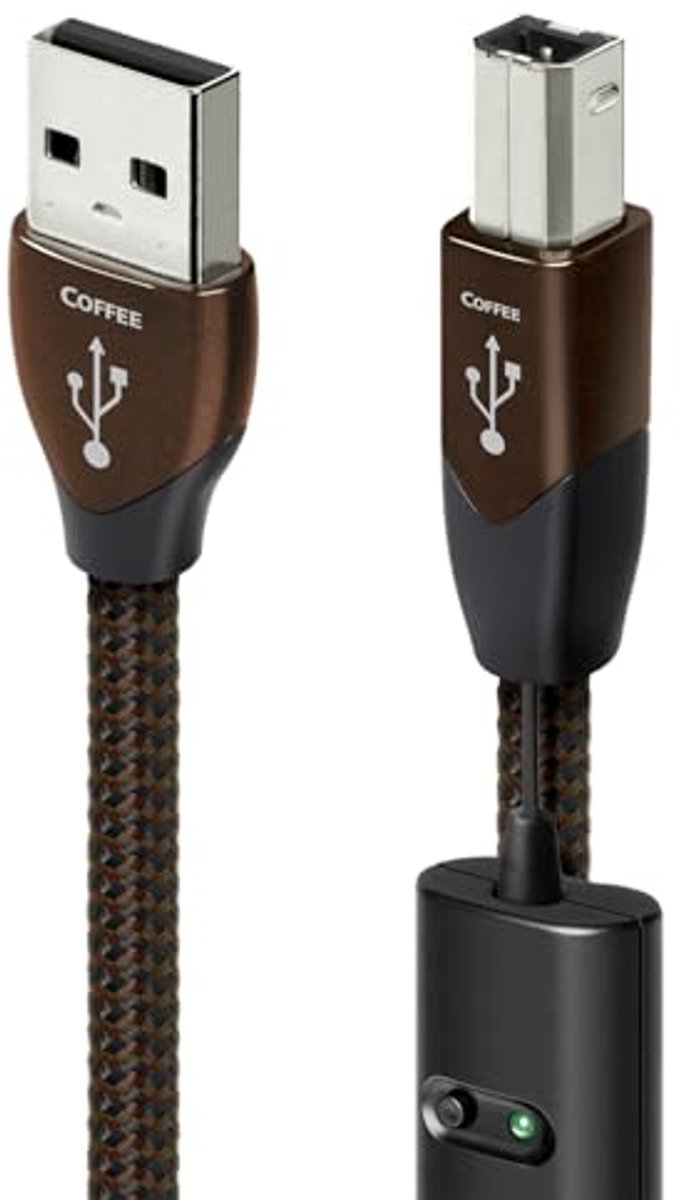 0,75 m Coffee USB A-B Kabel - Mannelijke Connectoren, 2.0, Zwart