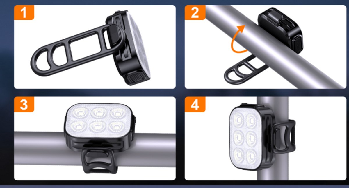 Rieba® Fietsverlichting LED USB Oplaadbaar - Verlichting Fietslamp Set - Fiets Voorlicht Achterlicht - Fietslampjes - Achterlamp 6 Lichtstanden - Koplamp 4 Lichtstanden - IPX6 Waterdicht - Valbestendig - 2-Delig - Inclusief Oplaadkabels - Rood & Wit thumbnail 4