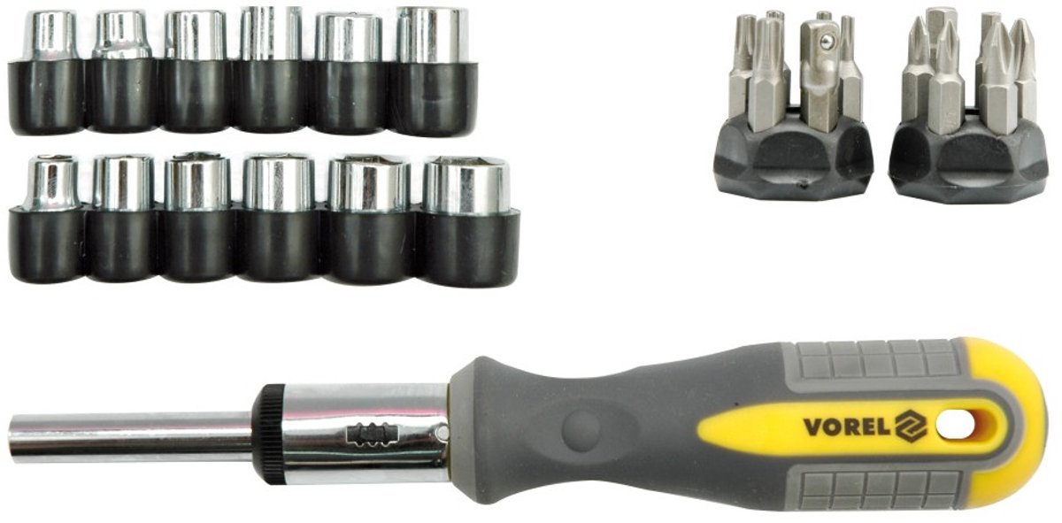 Vorel Ratelschroevendraaier Set met 29 Bits en Doppen