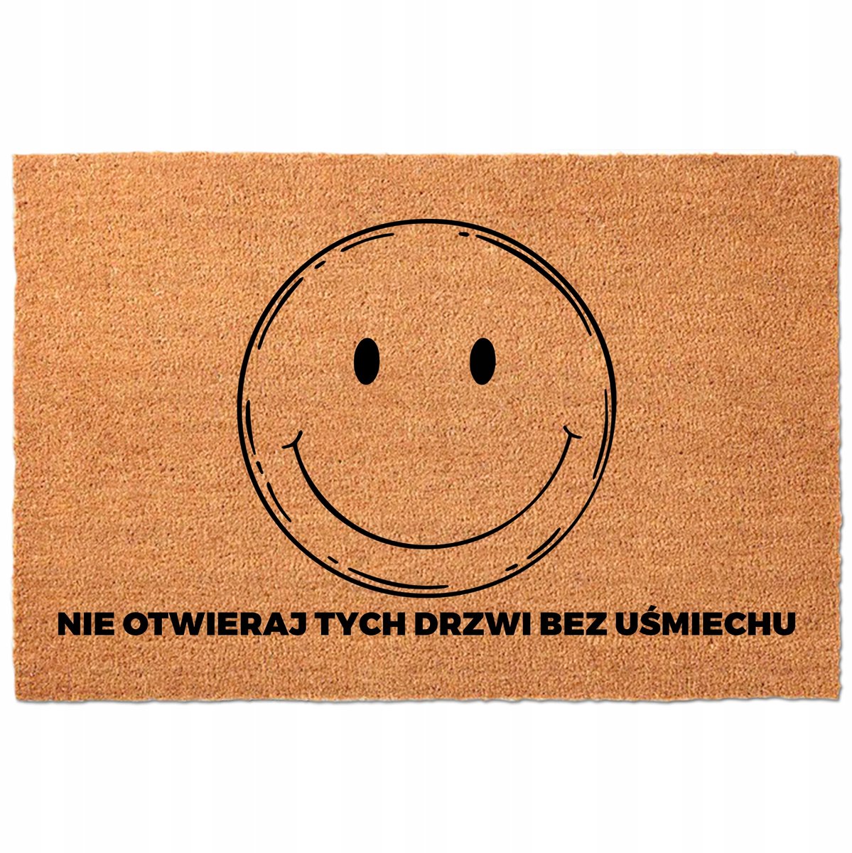Kokosmat Deurmat 40x60 cm Beige - Vrolijke "Smile" Print
