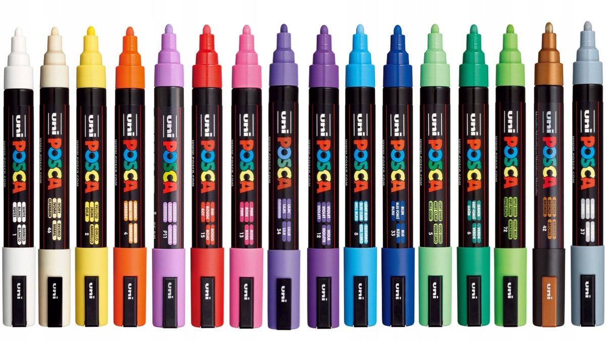 Posca PC-5M Markersset - 16 Stuks - Plakkaatverf