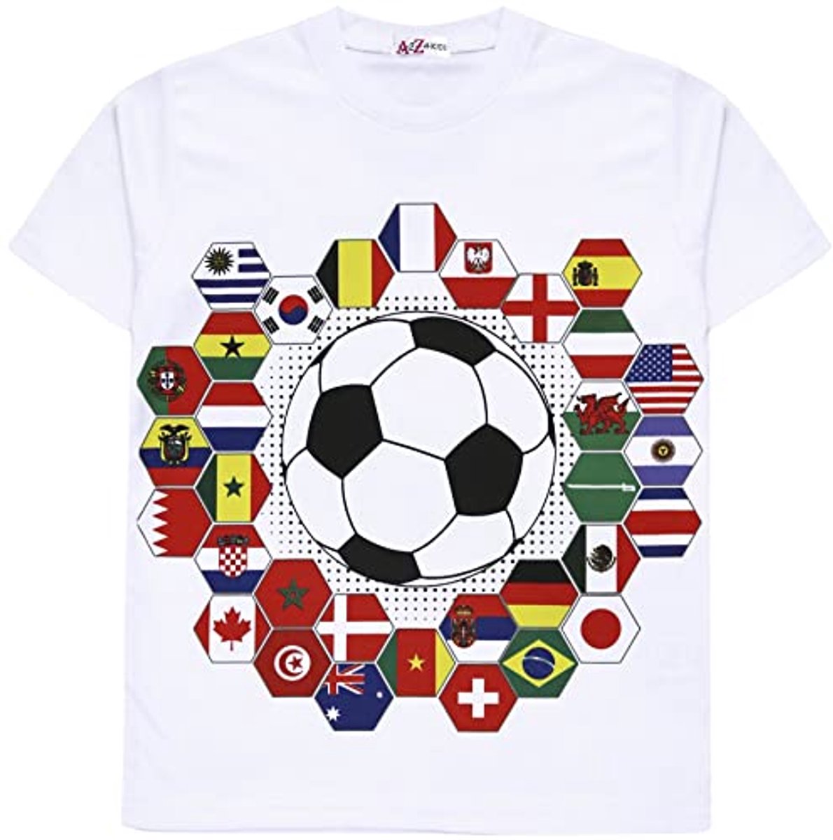 Voetbal Wereldbeker Steun T-Shirt voor Kinderen - Unisex Sporttop in Vlaggen en Effen Kleuren - Perfect voor School en Feestjes
