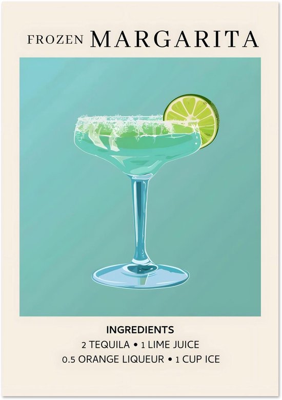 Frozen Margarita cocktail II - Ingrediënten Poster 70x100 cm - exclusief lijst