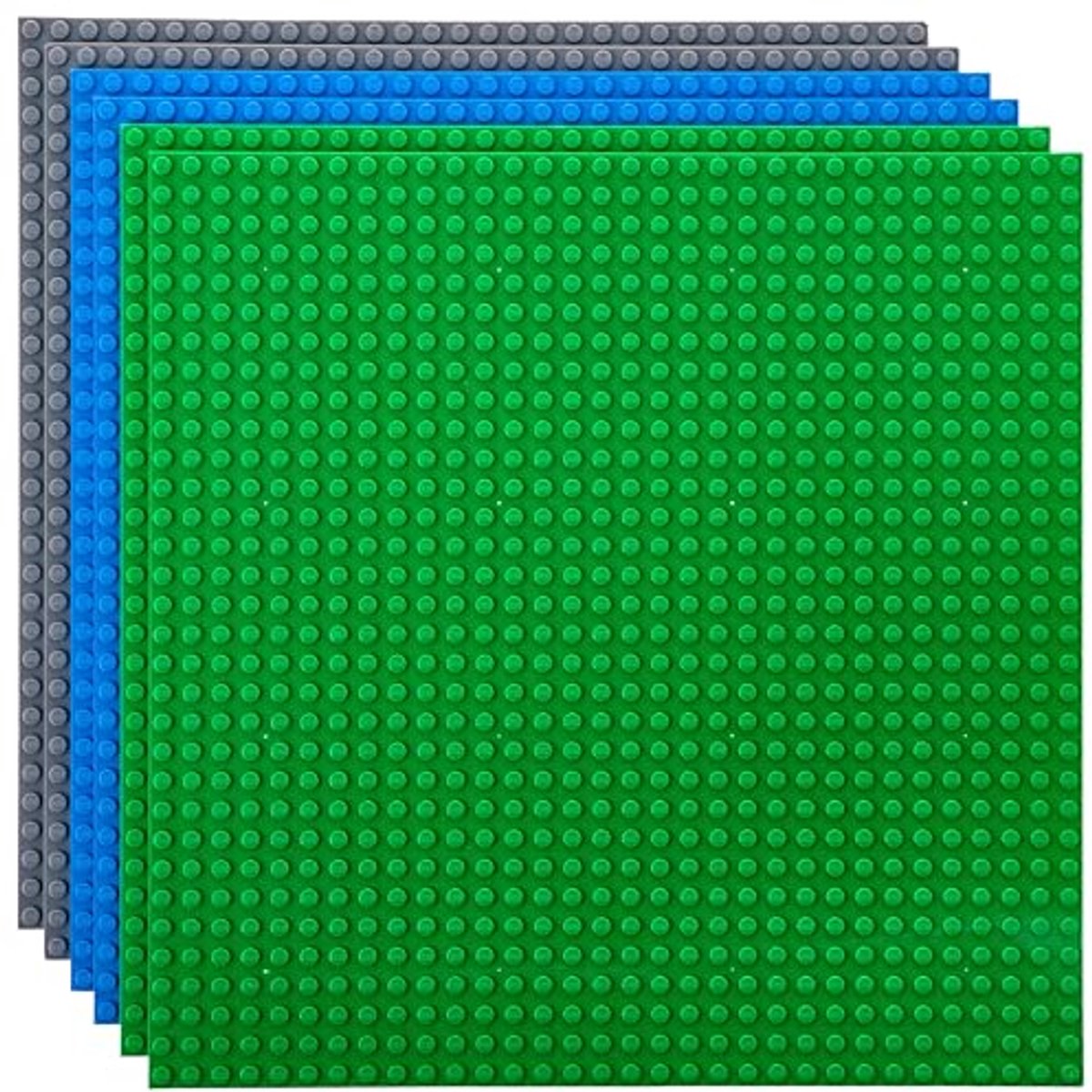 Set van 6 basisplaten - blauw, groen & grijs - 25,5 x 25,5 cm