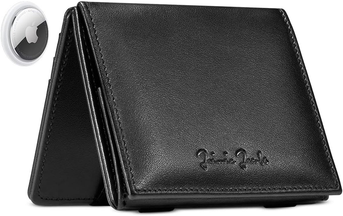 Jaimie Jacobs Flap Boy AirTag Edition Magic Wallet met muntvak Echt leer, zwart, Modern