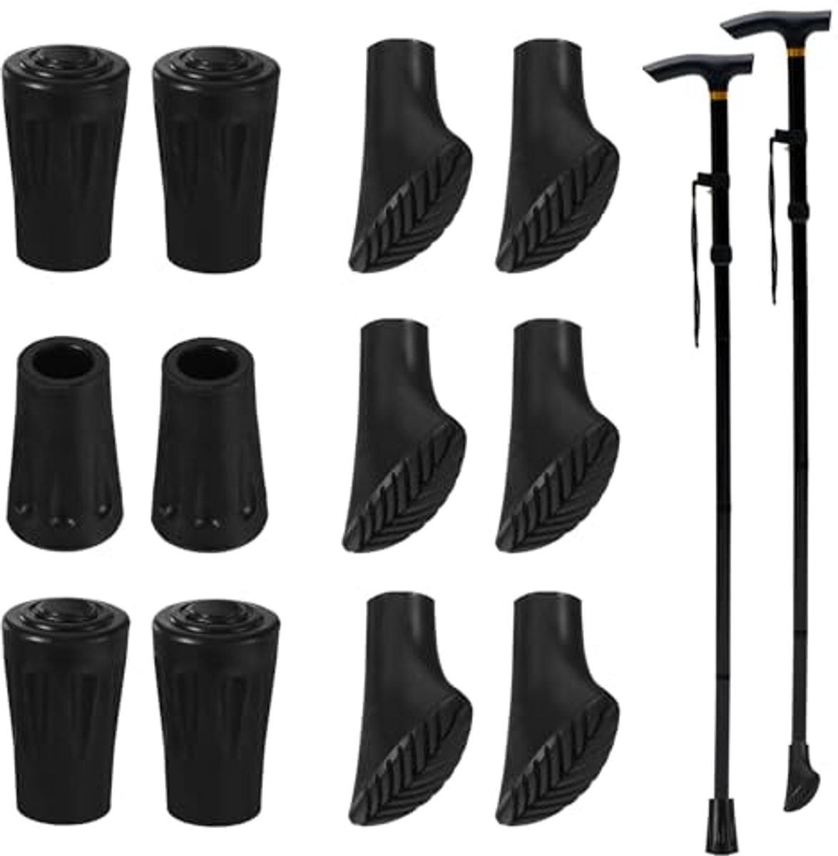 16 Stuks Antislip Rubber Buffers voor Wandelen – Reserveonderdelen voor Trekkingstokken met Schokdemping en Slijtvastheid