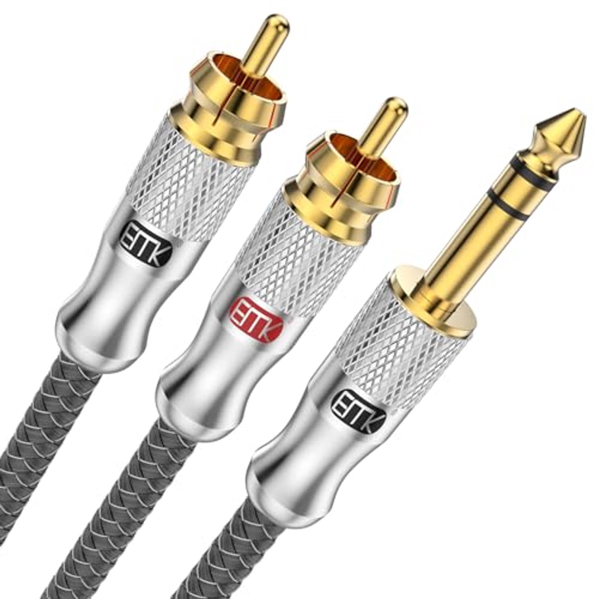 1/4 inch TRS naar RCA kabel - audiokabel 6,35 mm naar dubbele RCA - Y-splitter (1,2 m)