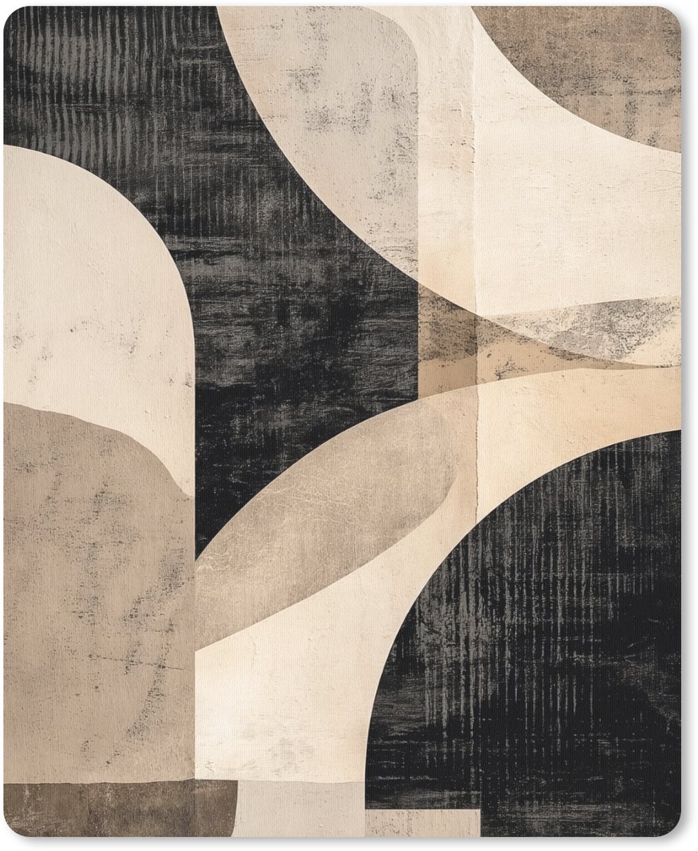 Muismat 19x23 cm - Mousepad Abstract - Vormen - Modern - Beige - Muismatten