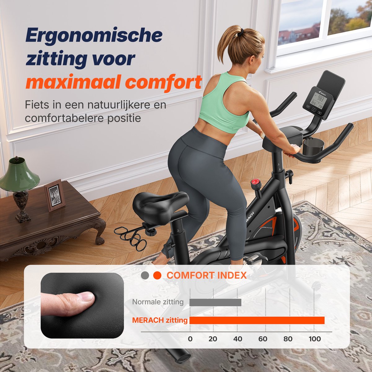 MERACH Magnetische Hometrainer - Vliegwiel 8 kg - 8 Niveaus Vloeibare Weerstand - LCD-scherm - Maximaal Gewicht 120 kg - Stil thumbnail 3