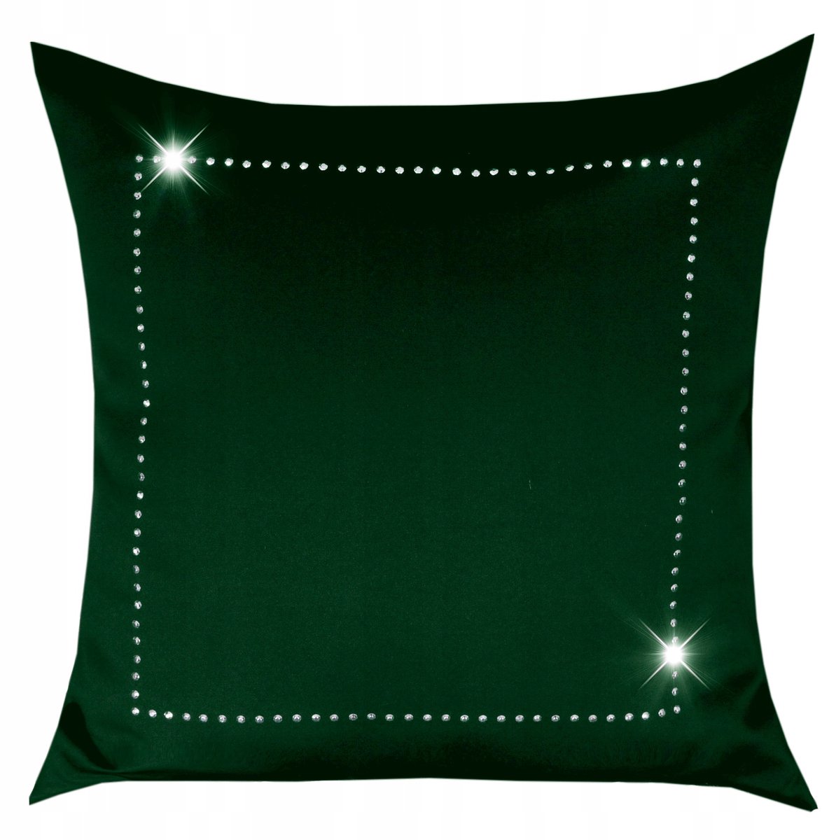 Glamour Decoratieve Kussenhoes 40x40cm Donkergroen met Zilveren Strass
