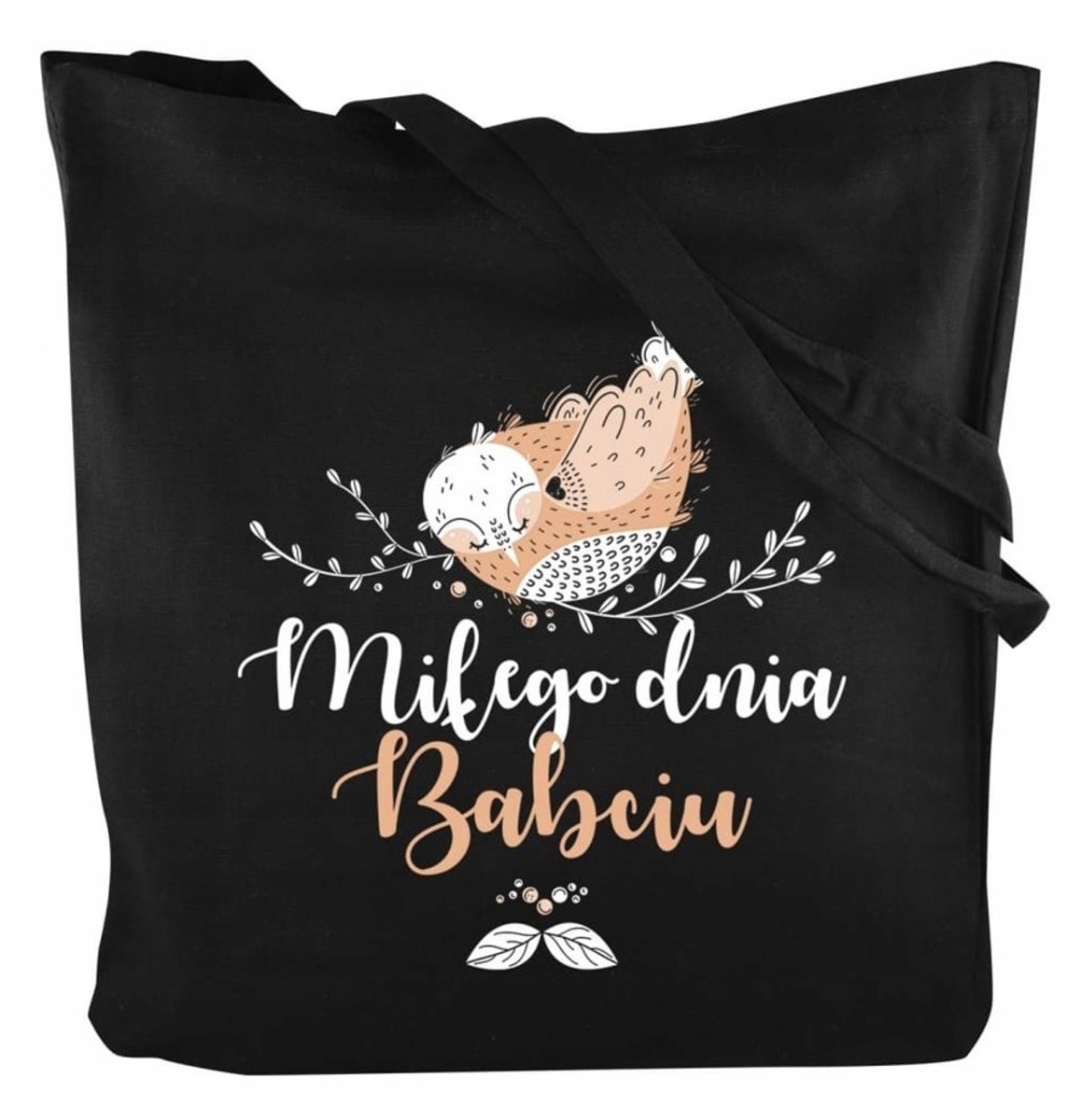 Zwarte Katoenen Boodschappentas 38x42cm - Perfect Cadeau voor Oma