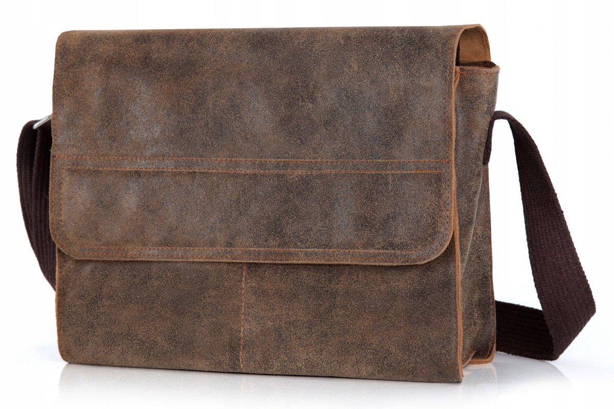 Bruine Leren Messenger Bag Heren SOLOME BLACKROCK Vintage Documententas