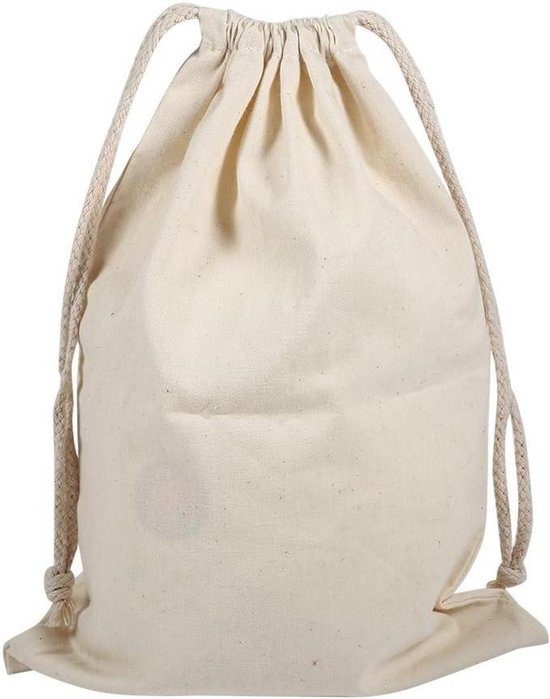 Sac en coton à cordon - sac en tissu réutilisable pour la maison - sac à légumes, sac à déjeuner, trousse de toilette - 22 x 28 cm