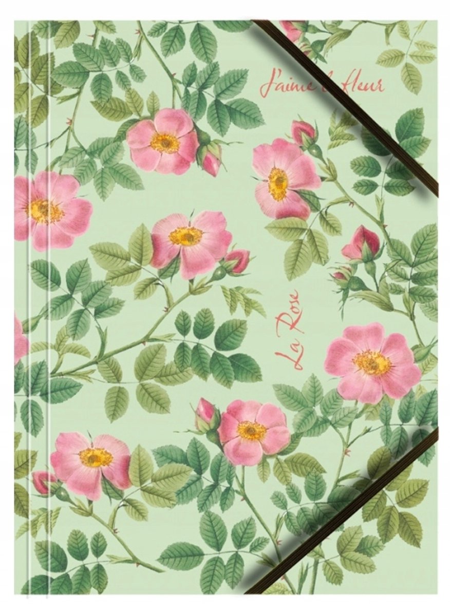 Tetis A4-map met elastiek - 350 g - Roze bloemmotief - 1 stuk
