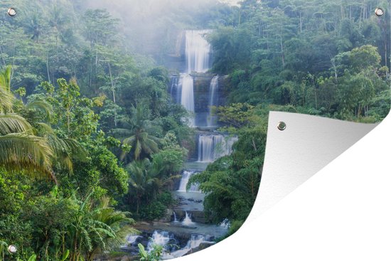 Tuindecoratie Watervallen in Indonesië - 60x40 cm - Tuinposter - Tuindoek - Buitenposter
