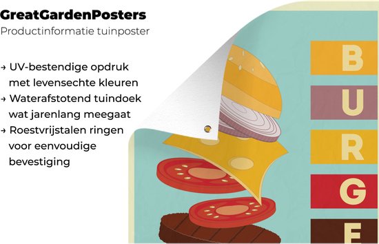 Burgers restauration rapide sur fond bleu 60x90 cm