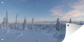 Wanddecoratie buiten Besneeuwd landschap in Finland - 160x80 cm - Tuindoek - Buitenposter