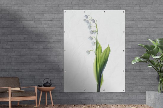 Muurdecoratie buiten Een portretbeeld van een Lelietje van Dalen - 120x160 cm - Tuindoek - Buitenposter