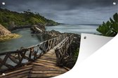 Tuinposter Brug in Indonesië - 190x120 cm - Wanddecoratie Buiten - Tuinposter - Tuindoek - Schuttingposter - Tuinschilderij