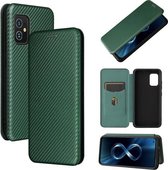 Voor Asus Zenfone 8/ZS590KS (8 Mini) Koolstofvezel Textuur Magnetische Horizontale Flip TPU + PC + PU Lederen Case met Kaartsleuf (Groen)