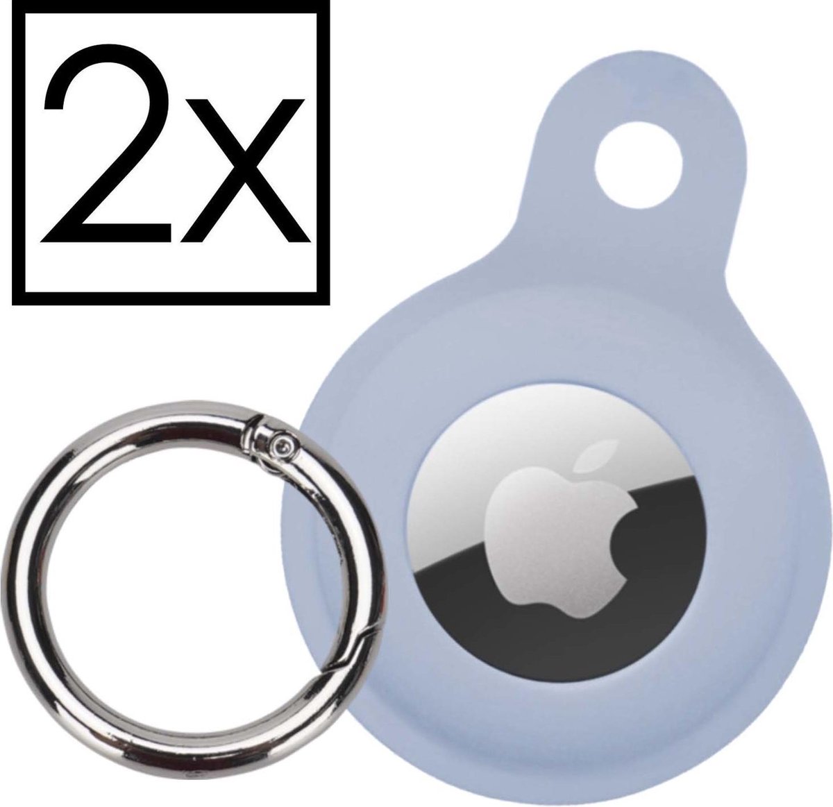 Hoesje Geschikt voor Apple AirTag-Sleutelhanger Houder Siliconen Hoes - Hoes Geschikt voor Apple AirTag Hoesje - Grijsblauw - 2 PACK
