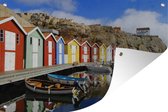 Muurdecoratie Vissershuizen in de kleurrijke Scandinavische stijl - 180x120 cm - Tuinposter - Tuindoek - Buitenposter