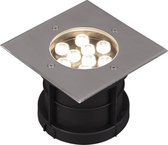 LED Grondspot - Trinon Baliyi - Inbouw Vierkant - 9W - Waterdicht IP65 - Warm Wit 3000K - Mat Nikkel - RVS
