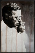 JUNIQE - Poster in kunststof lijst Jeanpaul Sartre -30x45 /Bruin &