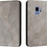 Voor Samsung Galaxy S9 Skin Feel Magnetisch S-type Effen Kleur Horizontale Flip Lederen Case met Houder & Kaartsleuf & Portemonnee (Grijs)