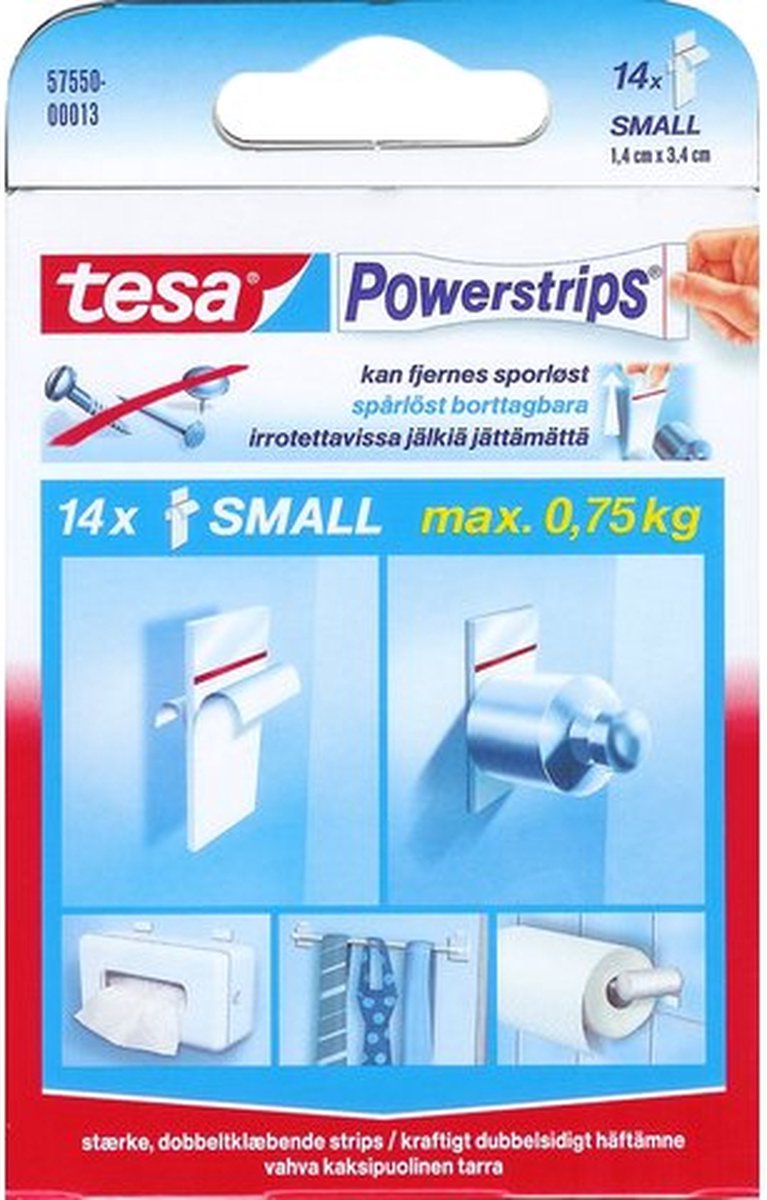 De onze zeker Indringing Tesa Powerstrips Dubbelzijdige Kleefstrips Small - 14 Stuks | bol.com