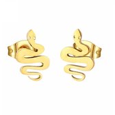 Aramat jewels ® - Goudkleurige zweerknopjes slangen oorbellen rond staal 7x12mm