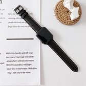 By Qubix Premium leather leer bandje - Zwart - Geschikt voor Apple Watch 42mm - 44mm - 45mm - Ultra - 49mm - Compatible Apple watch bandje -