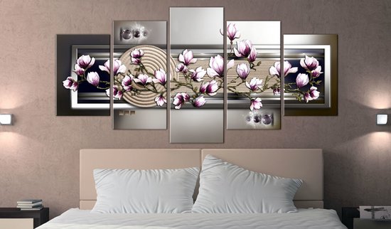 Peinture - Magnolia and Zen Garden, 5 panneaux