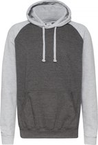 Awdis Gewoon Hoods Volwassenen Unisex Two Tone Hooded Honkbal Sweatshirt/Hoodie (Houtskool/Heather Grey)