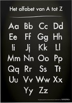 Educatieve poster (Forex) - Taal alfabet zwart krijtbord - 90 x 120 cm