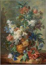 Stilleven met bloemen, Jan van Huijsum - Foto op Forex - 90 x 120 cm