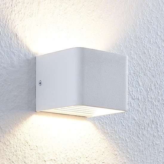 Lindby - LED wandlamp - 1licht - metaal - H: 8.5 cm - wit - Inclusief lichtbron