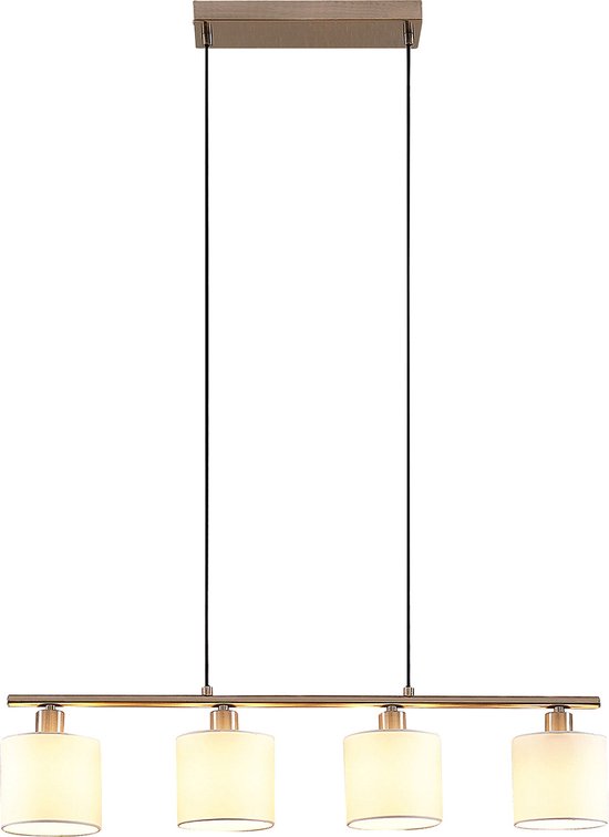 Lindby - Hanglamp - 4 lichts - ijzer, textiel - H: 13.5 cm - E14 - mat nikkel, wit