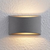 Lindby - LED wandlamp- met dimmer - 1licht - beton - H: 12 cm - G9 - grijs - Inclusief lichtbron