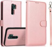 Voor Xiaomi Redmi 9 Kalf Textuur 2 in 1 Afneembare Magnetische Achterkant Horizontale Flip Lederen Case met Houder & Kaartsleuven & Portemonnee & Fotolijst (Rose Goud)